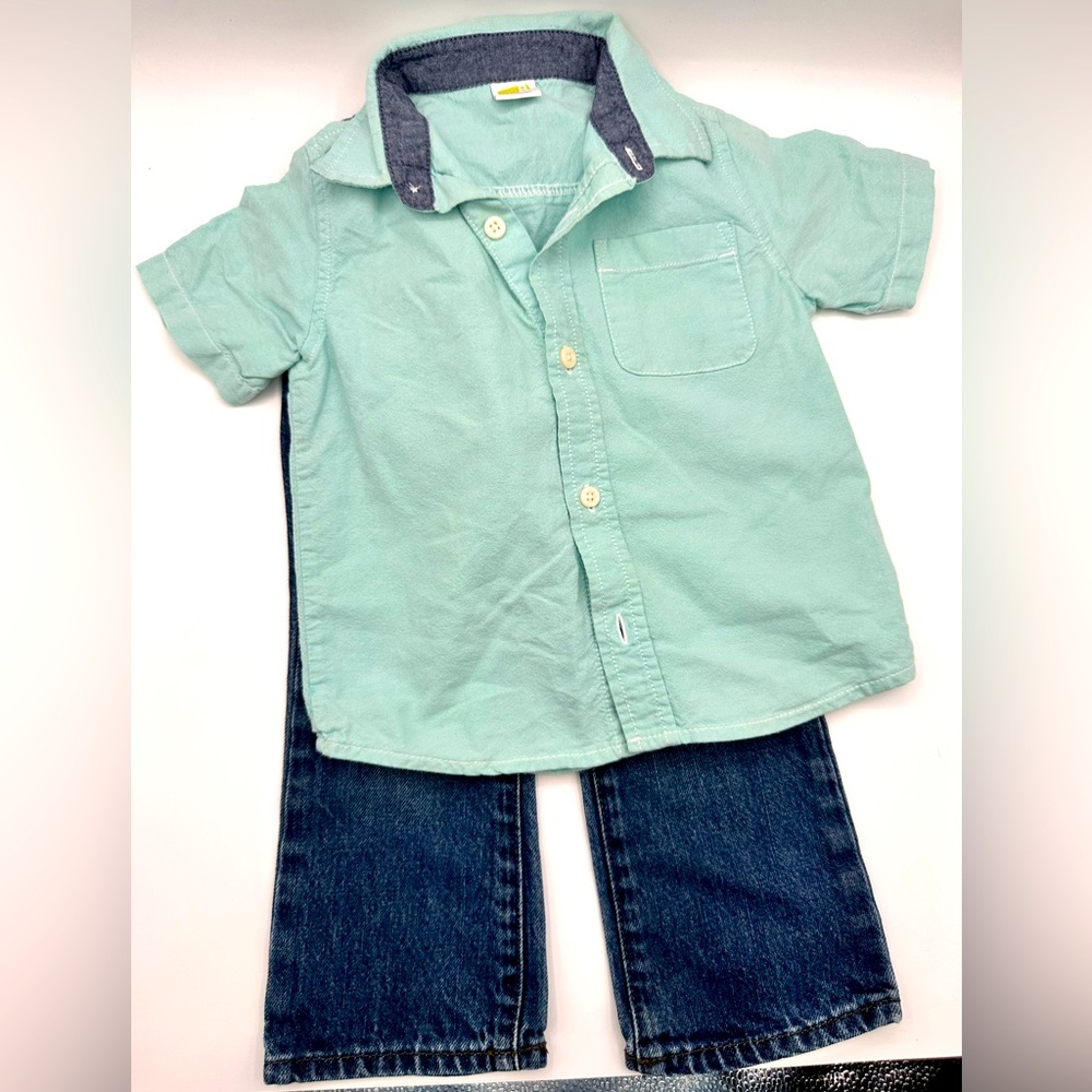 3T Boys Outfit (mixed brands) Jeans & Button up Short Sleeve